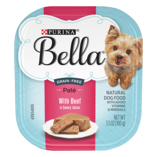 Bella Grain Free Natural Small Breed Pate Wet Dog Food, With Beef in Savory Juices