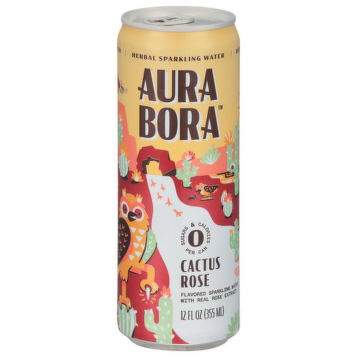 Aura Bora Sparkling Water, Herbal, Cactus Rose
