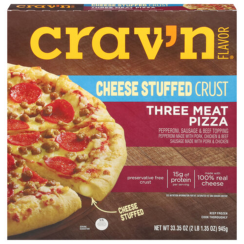 Crav'n Flavor Pizza, Cheese Stuffed Crust, Three Meat