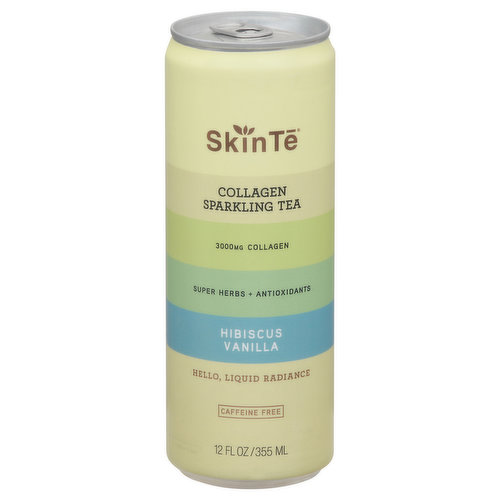 SkinTe Collagen Sparkling Tea, Hibiscus Vanilla