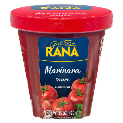 Giovanni Rana. No preservatives. Creates pasta, soups, appetizers, and more! A product of La Famiglia Rana. Live life generously. My sauce contains simple ingredients: cherry tomato halves are simmered with carrots and Italian basil. Marinara never tasted so fresh - Giovanni Rana.