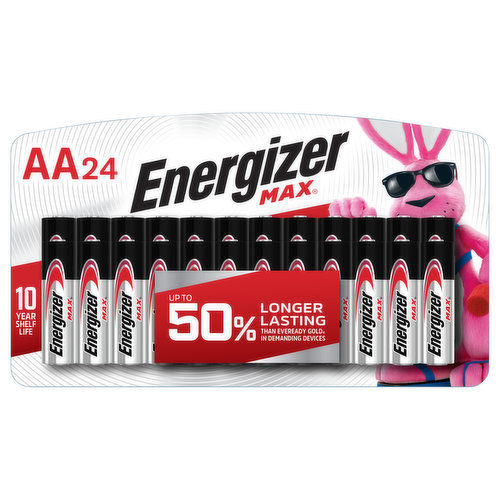 Batteries, Alkaline, AA, 24 Pack