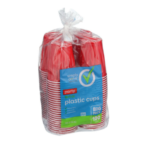 18 oz Red Cups Party Cups Heavy-Duty Plastic Cold Drinking