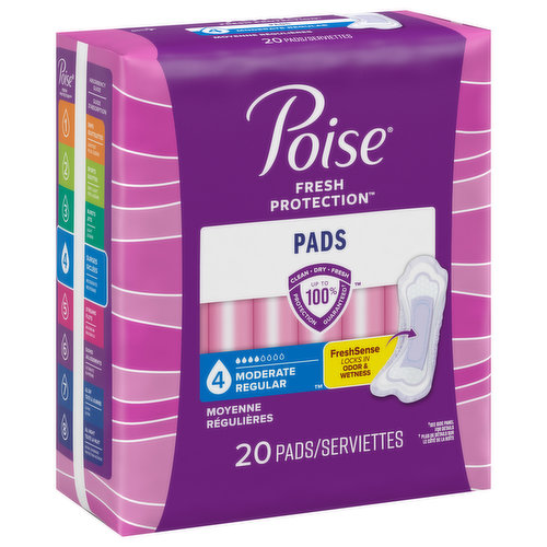 Poise Pads, Moderate, Regular Length - Brookshire's