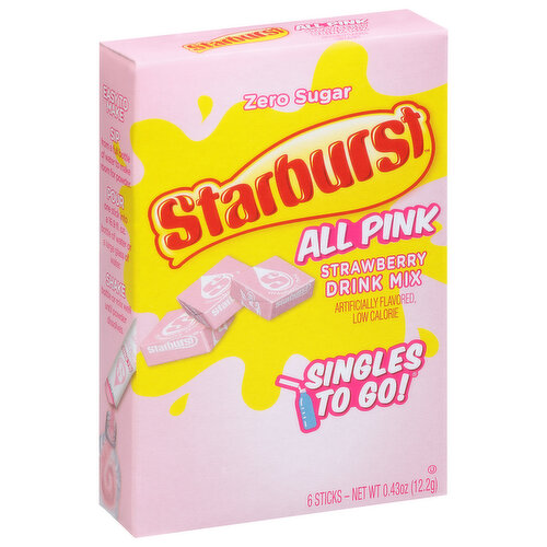 Starburst Drink Mix, Zero Sugar, All Pink Strawberry, Singles To Go