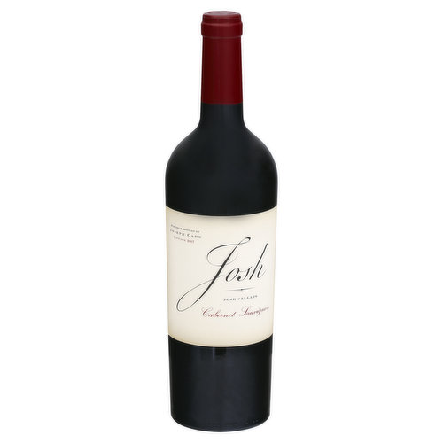 My father's name was Joseph, but his friends just called him Josh. Grape growers that I call friends helped handcraft the first vintage of Josh Cellars, a winemaker's wine we made just for each other. This Cabernet Sauvignon offers ripe blackberry and cherry flavors, accented by spices and toasted oak, ending with a long soft finish, and true to that first wine we made. Expressive and bold but smooth and approachable, it's a wine I make for your family, friends, and the man I called Dad. - Joseph Carr, Founder. www.Joshcellars.com. 2015 Cabernet Sauvignon - California. Alc. 13.5% by vol. Blended & bottled by Joseph Carr, Hopland, CA.