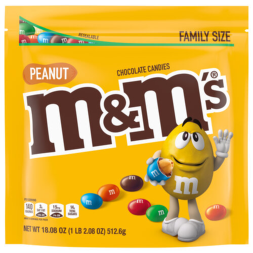 M&M'S Peanut Milk Chocolate, Sharing Size, 10.05 oz Resealable Bag