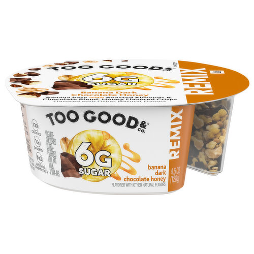 Too Good & Co. Yogurt & Mix-Ins, Banana Dark Chocolate Honey, Lowfat, Remix