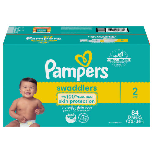 Pampers Diapers, 2 (12-18 lb), Super Pack