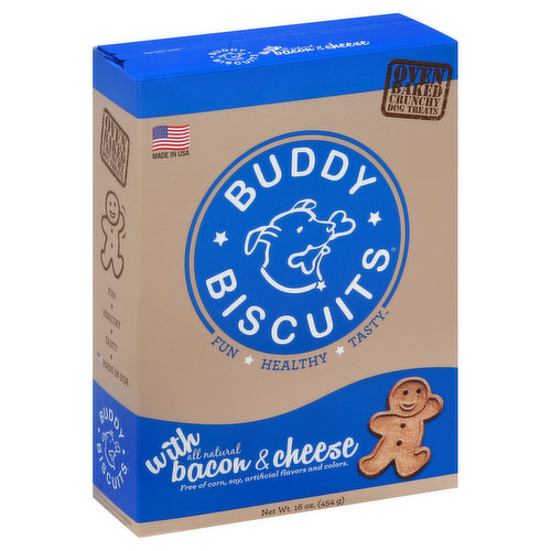 Buddy Biscuits Dog Treats, with Bacon & Cheese