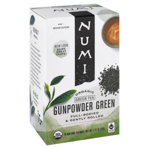 Numi Green Tea, Organic, Gunpowder Green, Tea Bags