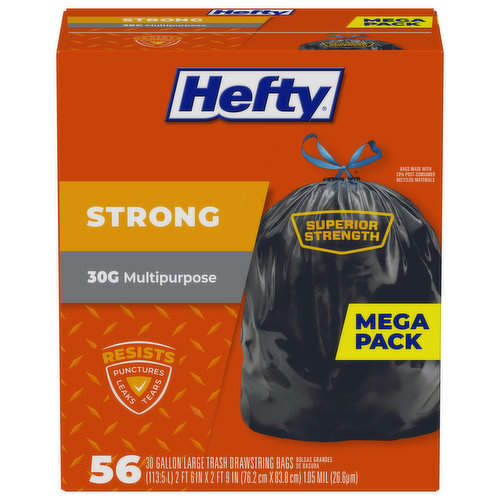 Hefty Ultra Strong Multipurpose Large Trash Bags, Black, 33 Gallon, 40 Count, White Pine Breeze Scent