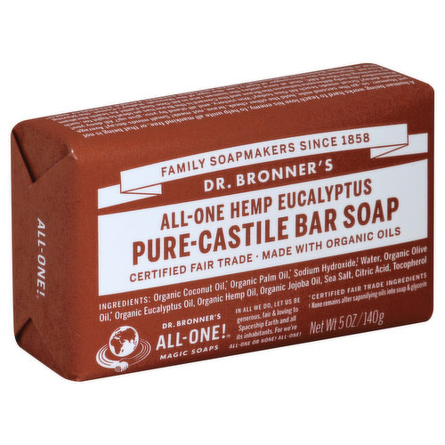 Dr. Bronner's All-One Hemp Baby Unscented Pure-Castile Bar Soap, 5