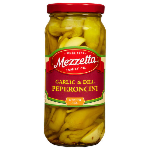 Mezzetta Peperoncini, Garlic & Dill, Medium Heat
