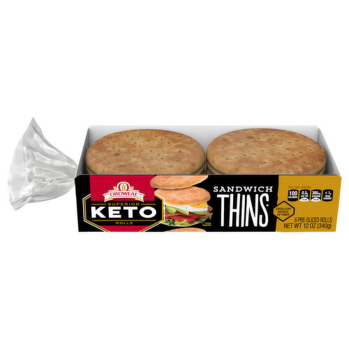 Oroweat Rolls, Keto, Superior, Sandwich Thins