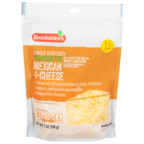 Brookshire's Finely Shredded Cheese, Reduced Fat, Mexican 4-Cheese