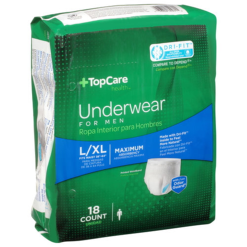 TopCare Underwear, Maximum Absorbency, Large/Extra Large, for Men