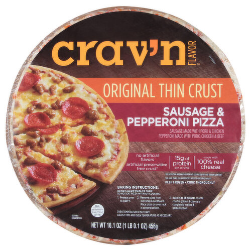 Crav'n Flavor Pizza, Sausage & Pepperoni, Original Thin Crust