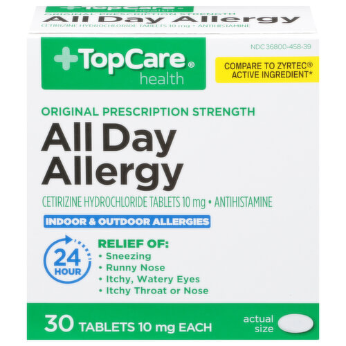 TopCare All Day Allergy, Original Prescription Strength, 10 mg, Tablets