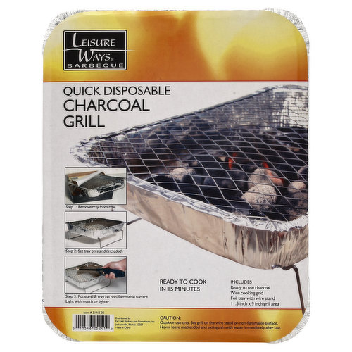 Leisure Ways Charcoal Grill, Quick Disposable