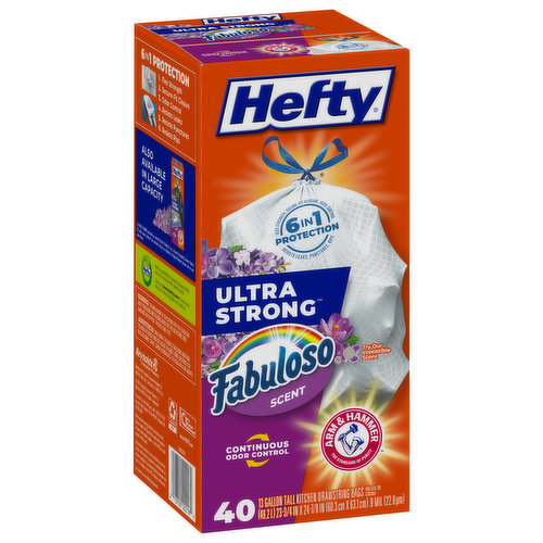 Hefty Tall Kitchen Bags, Drawstring, Fabuloso Scent, 13 Gallon, Mega Pack