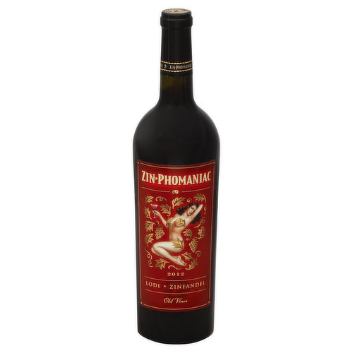 The scantily clad bottle tempts you, its secrets yet to be revealed. You remove the cork carefully, slowly, your desire building with every twist - Steady now. You've entered the realm of Zin-phomania. Where nothing gets in the way of your passion and craving for that most hedonistic of wines: Zinfandel. Sure it's from Lodi. Yes it's from old vines. But Zin-phomaniac is more than that. Arousing aromas. Rich, spicy flavors. A bold and voluptuous mouth feel. A long, satisfying climax. Try it. Your taste buds will be eternally grateful. When you just gotta have it! www.zinpho.com. Alc. 14.9% by vol. Vinted and bottled by Zinphomania Cellars Sonoma, California, USA.