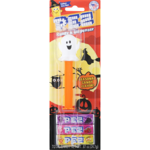 Pez Candy & Dispenser, Grape/Raspberry/Candy Corn