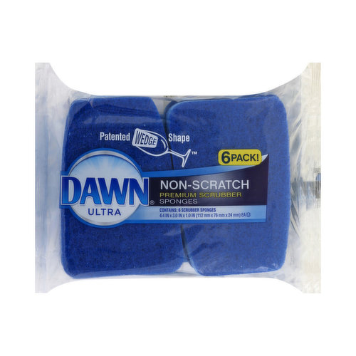 Dawn Ultra - Scrubber Sponges, Non-Scratch, 6 Pack