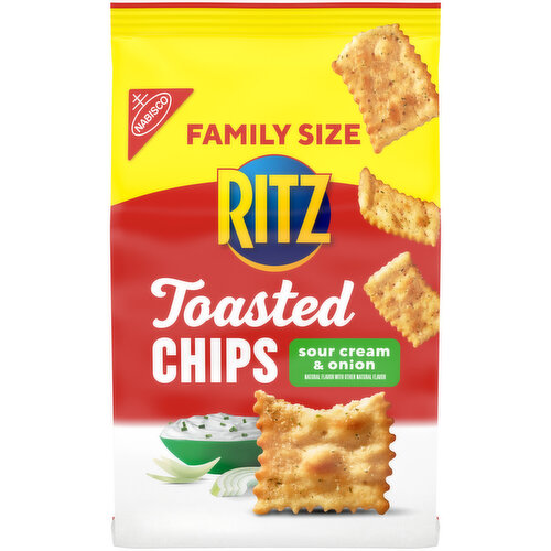 RITZ Toasted Chips Sour Cream and Onion Crackers, Family Size