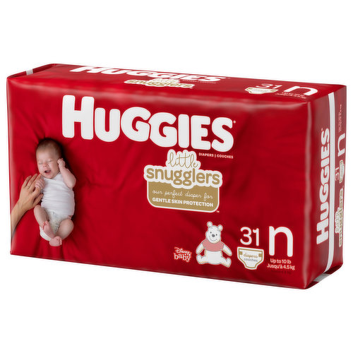 Huggies Little Snugglers Diapers, Disney Baby, N (Up to 10 lb) - 31 diapers