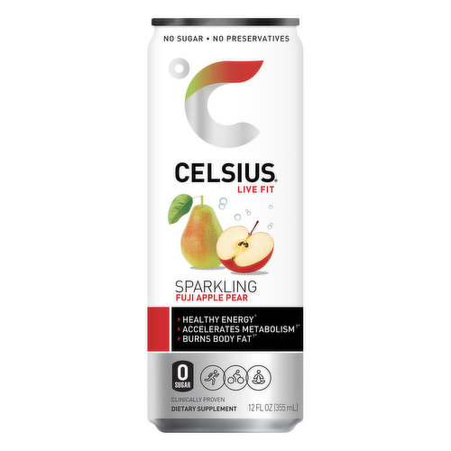 Celsius Energy Drink, Fuji Apple Pear, Sparkling