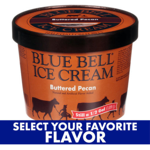 Please select your requested Blue Bell Brown Rim Ice Cream half gallon flavor. See Blue Bell Gold Rim Ice Cream half gallons for additional flavors. Blue Bell flavor assortment and availability may vary by store. Product will be available only while supplies last and quantities may be limited. Nutrition and ingredient information varies by flavor.

At Blue Bell, we enjoy making and eating ice cream and frozen snacks. So we're picky about what goes into them. We use only the freshest and finest ingredients for our products. Then we mix in a little love. The end result is something special. That's why we eat all we can and sell the rest! For more information on Blue Bell, please visit www.bluebell.com.