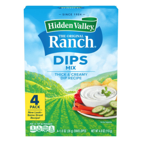 Hidden Valley Dips Mix, Thick & Creamy, 4 Pack