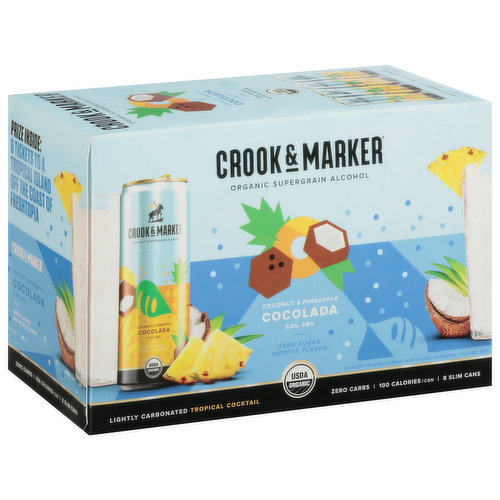 Crook & Marker Beer, Cocolada, Coconut & Pineapple, 8 Pack