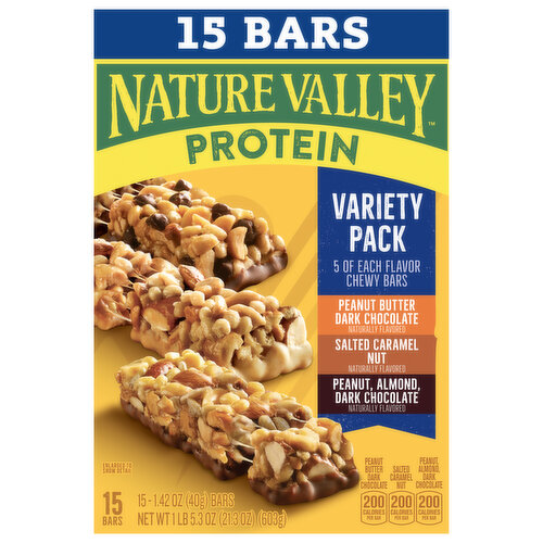 Nature Valley Chewy Bars, Peanut Butter Dark Chocolate, Salted Caramel Nut, Peanut Almond Dark Chocolate, Variety Pack