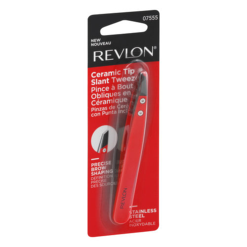 Revlon Slant Tweezer, Stainless Steel, Ceramic Tip