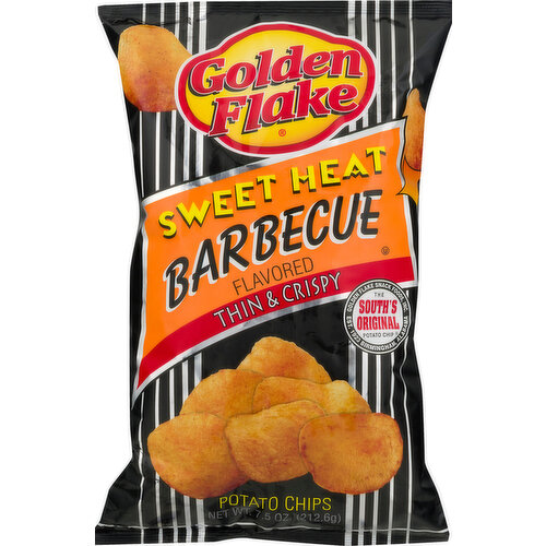 Golden Flake Potato Chips, Barbecue Flavored, Sweet Heat, Thin & Crispy