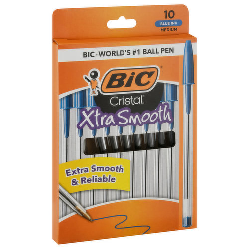 BiC Ball Pens, Xtra Smooth, Blue Ink, Medium