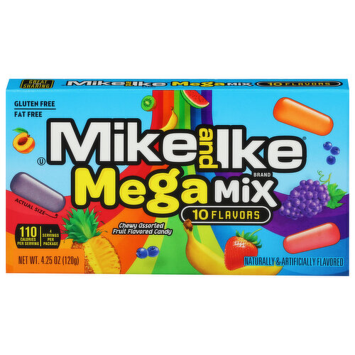 Mike and Ike Fruit Flavored Candy, 10 Flavors, Mega Mix