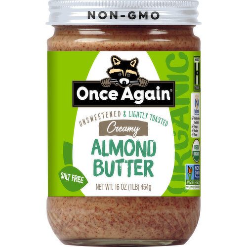 Once Again Almond Butter, Unsweetened & Lightly Roasted, Creamy, Organic