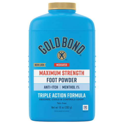New look. Anti-itch. Menthol 1%. Triple action formula. Absorbs, cools & controls odor (absorbs odor-causing sweat). Talc-free. Sold by weight not volume. Sealed for freshness. This stuff works! Unique formula keeps you cool, dry and comfortable. Targeted odor (absorbs odor-causing sweat) & wetness control. Apply Gold Bond Powder before work, physical activity, or after showering to feel fresh & comfortable. Sold by weight not volume. Some settling will occur during handling and shipping.