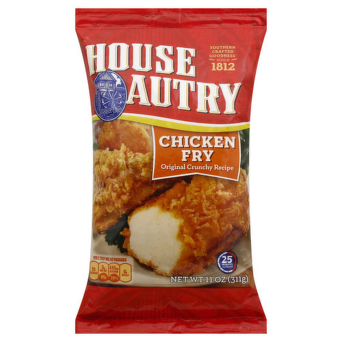 Southern crafted goodness since 1812. Per 2 Tbsp Mix As Packaged: 50 calories; 0 g sat fat (0%); 480 mg sodium (20%); 0 g sugar. 25 minutes to prepare. Partially produced with genetic engineering. www.House-Autry.com. Visit us on social media! Facebook. Twitter. Pinterest. YouTube. For other delicious recipes and more, visit House-Autry.com. Made in the USA.