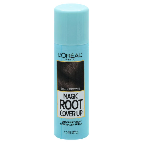 Magic root cover up. Seconds to flawless roots: No more grays. No more compromises. Quick & easy, dries in a flash. Light weight, no smudging or sticky residue when dry. Lasts 1 shampoo. Ammonia-free, peroxide-free, no synthetic dyes. Customized for dark to deepest browns. Any questions? Contact the Consumer Care Center Toll Free at 1-800-631-7358 or visit www.lorealparisusa.com. Made in USA of US and/or Imported Ingredients.