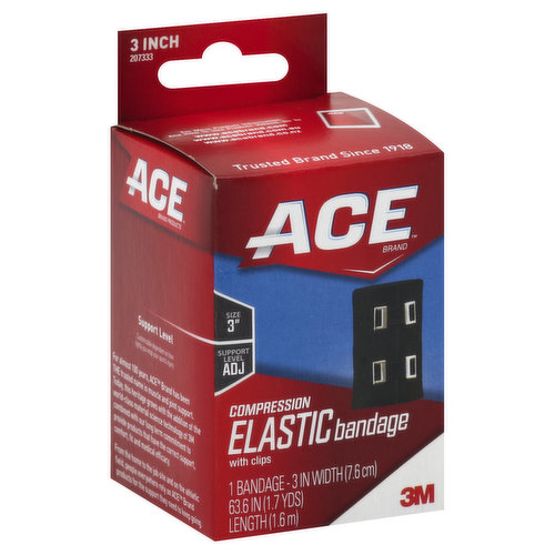 ACE Elastic Bandage, Compression, 3 Inch, with Clips