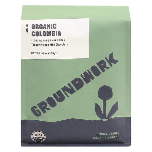 Groundwork Coffee, Whole Bean, Light Roast, Organic, Colombia