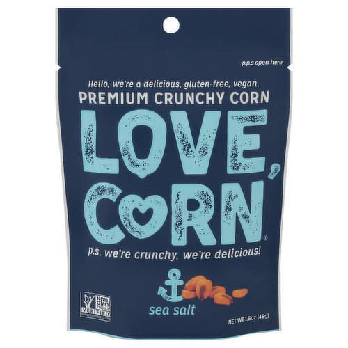 Love Corn Crunchy Corn, Premium, Sea Salt