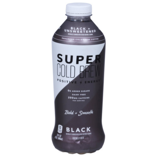 Super Coffee Enhanced Cold Brew Coffee, Black + Unsweetened