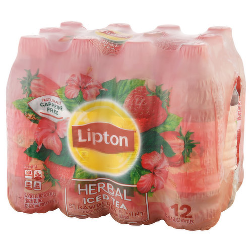 Lipton Strawberry & Mint Herbal Iced Tea 12 - 16.9 fl oz Bottles — Gong's  Market