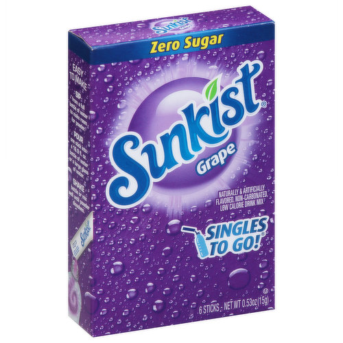 Sunkist Drink Mix, Zero Sugar, Grape