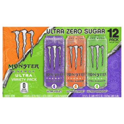 Monster Energy Drink, Ultra Voilet/Ultra Sunrise/Ultra Paradise, Zero Sugar